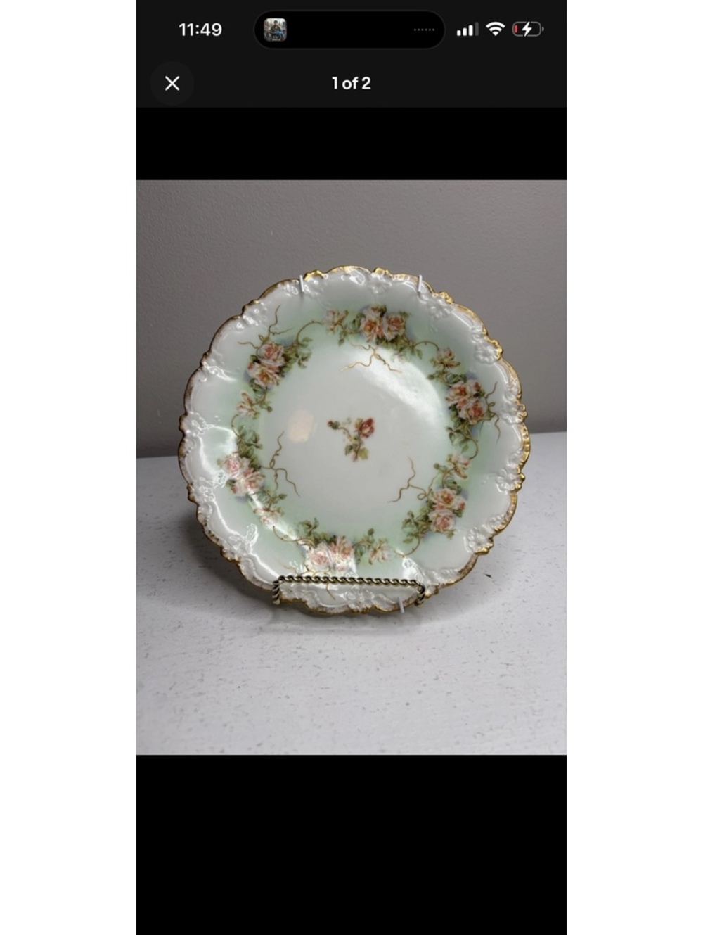 Vintage Limoges Coronet Hand Painted Gold Gilding Floral Scalloped 81/2 Plate